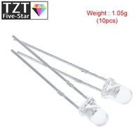 10PCS / 100PCS F3 Ultra Bright 3MM Round Water Clear Green/Yellow/Blue/White/Red LED Light Lamp Emitting Diode Dides Kit