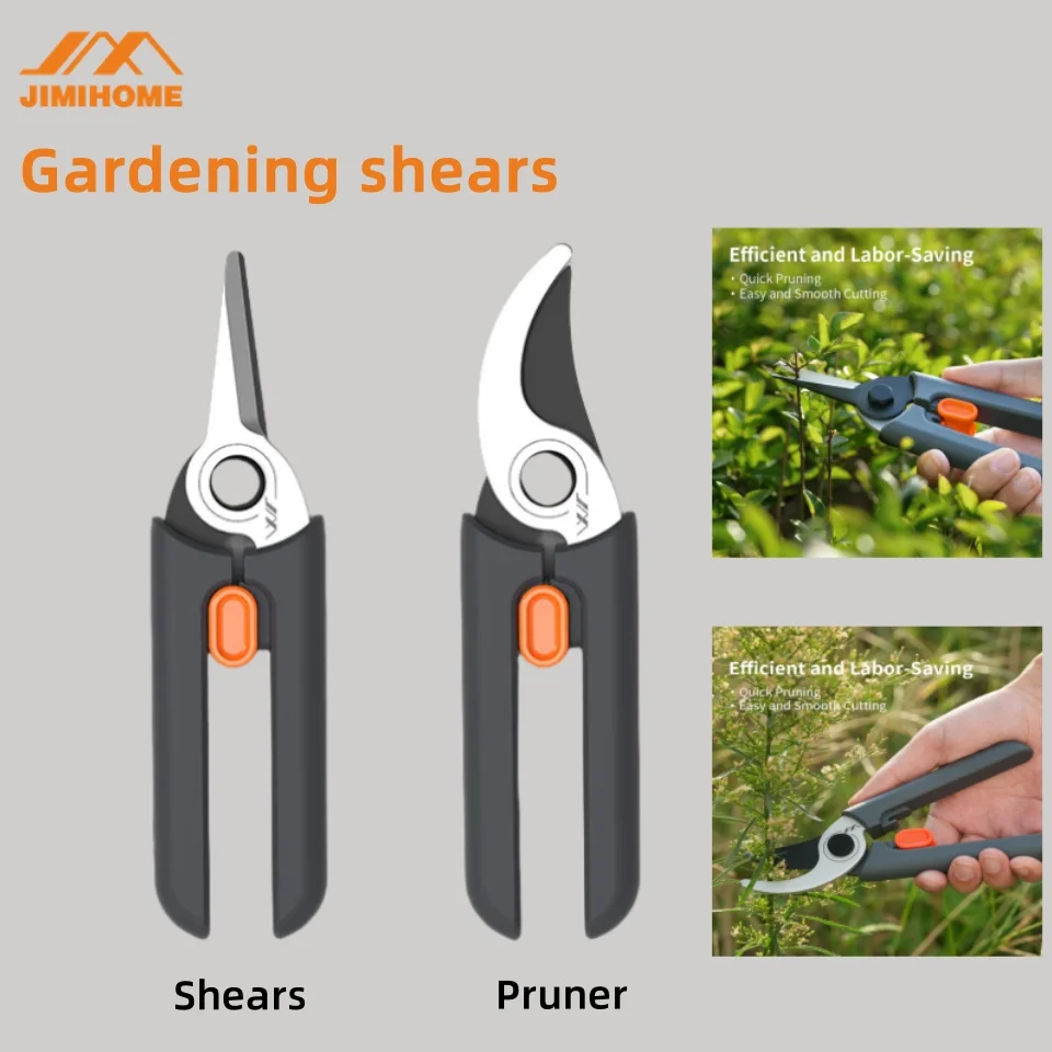 

JIMIHOME Gardeningj Shears Straight Blade and Curved Blade Tree Trimmers Secateurs Hand Clippers
