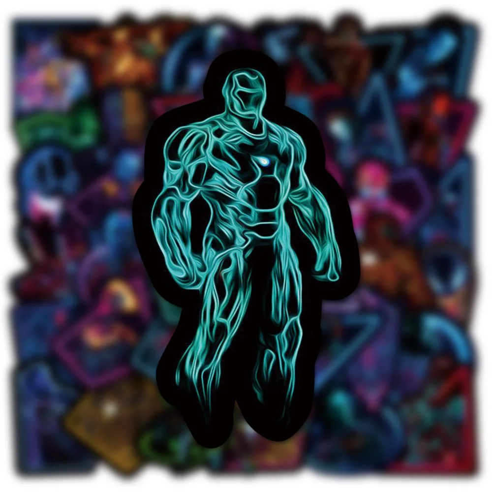 10/30/50/100pcs Cool Disney Super Heros Neon Light Stickers The Avengers Cartoon Graffiti Sticker Decals for Phone Diary Luggage