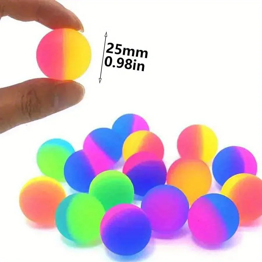 10 bunte Gummibälle, 25 mm High-Bounce-interaktive Katzenspielzeugbälle – lebendiges Regenbogen-Design JXB – Detail 1