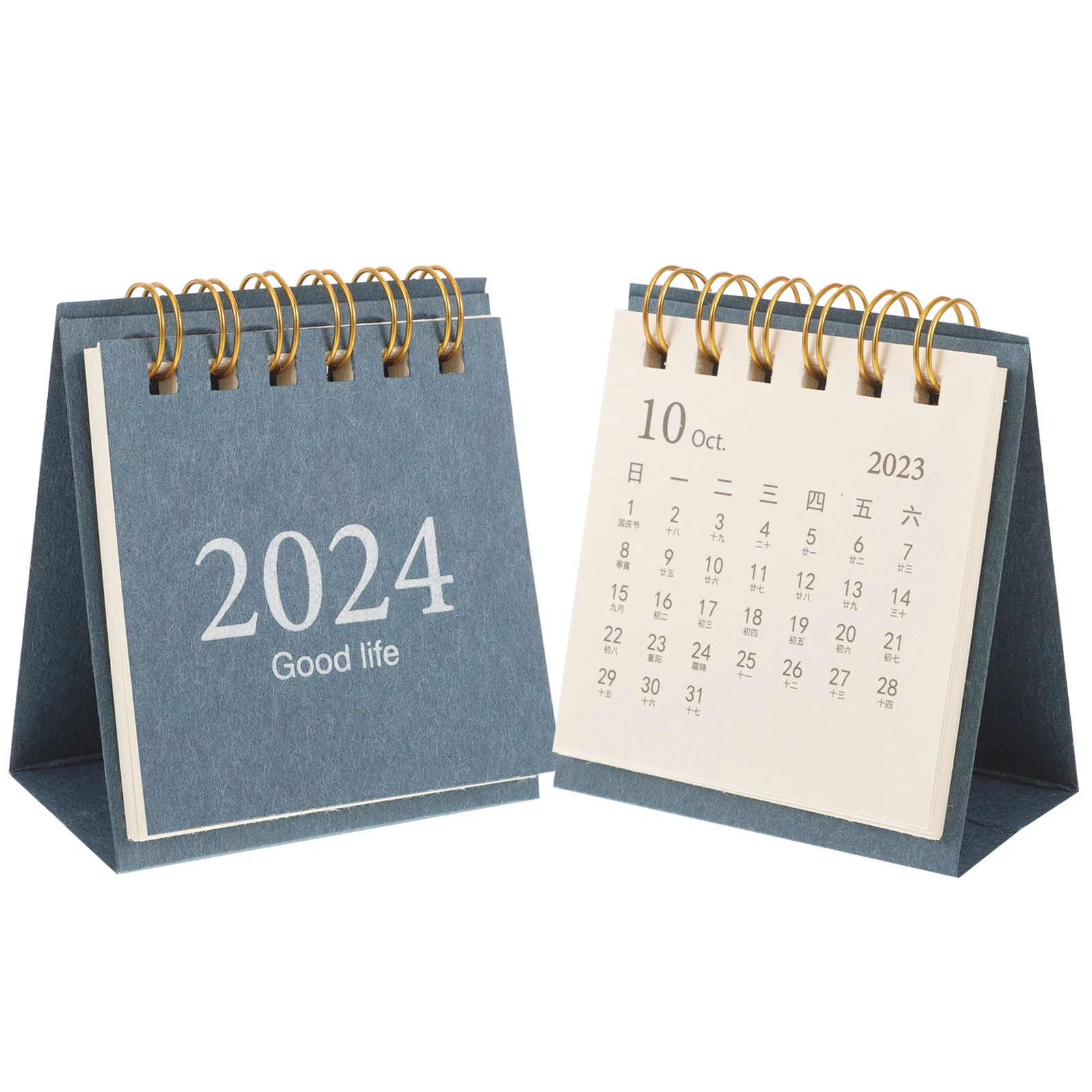 2 個ミニ卓上カレンダー 2024 厚紙マンスリープランナー小型デスクトップスパイラルテーブルカレンダー小型卓上カレンダー