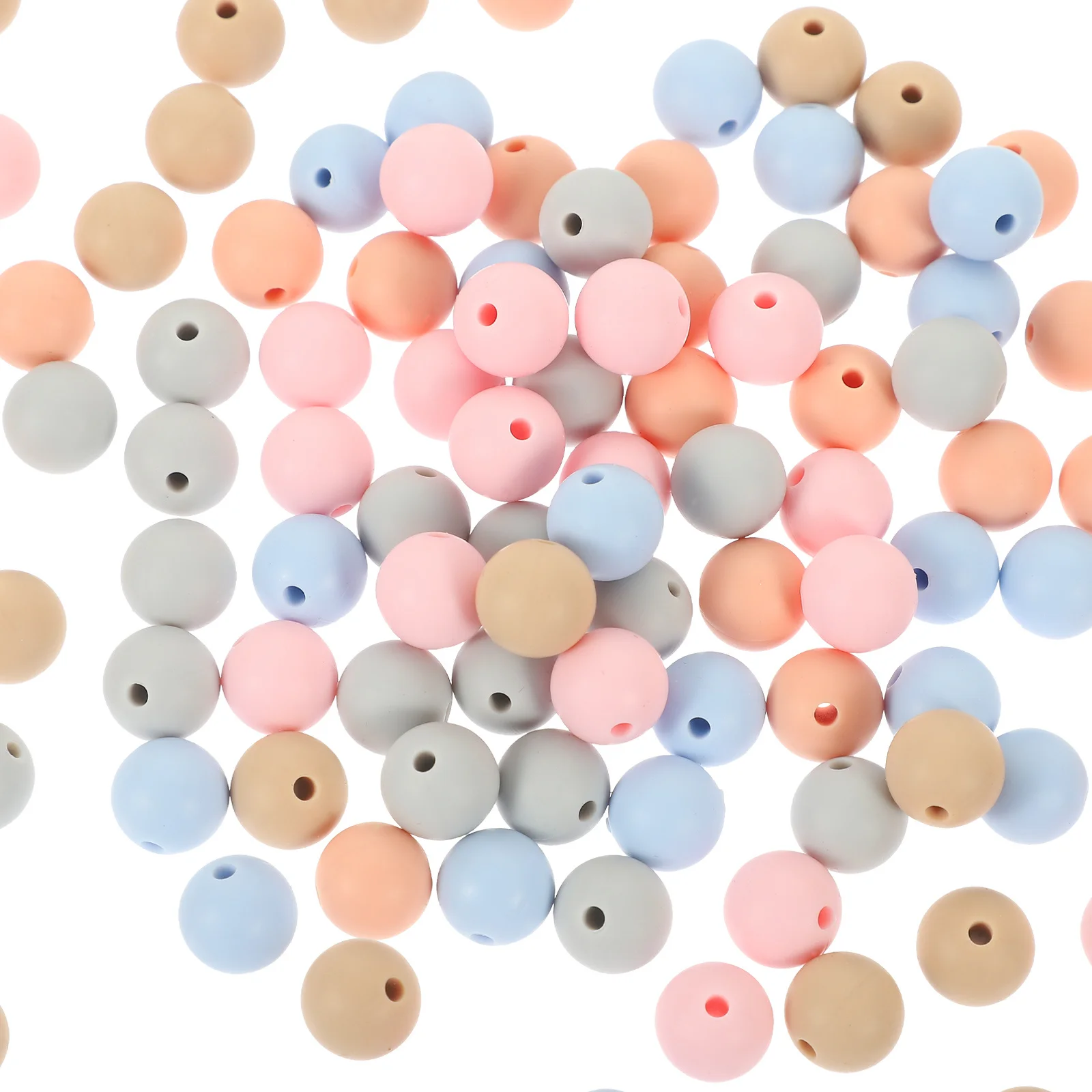 100Pcs Silicone Beads DIY Necklace Bracelet Jewelry Making No Burrs Safe for Baby Teething Beads Bulk Bracelet DIY Bead