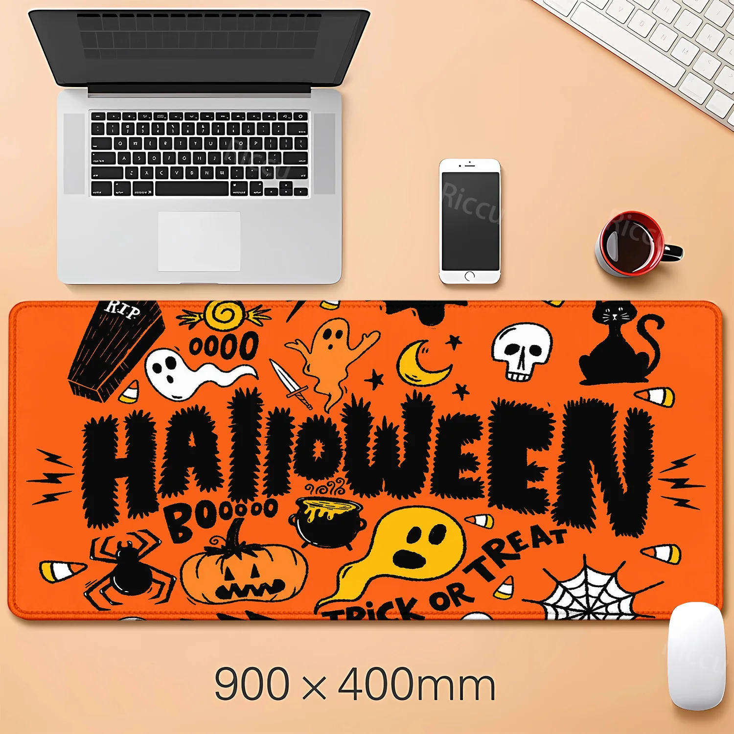 Large Terror Castle mouse pad Computer Halloween Night Pumpkin teclado XXL Anime Gamer mousepad LaptopExtended Desk Mat Mausepad