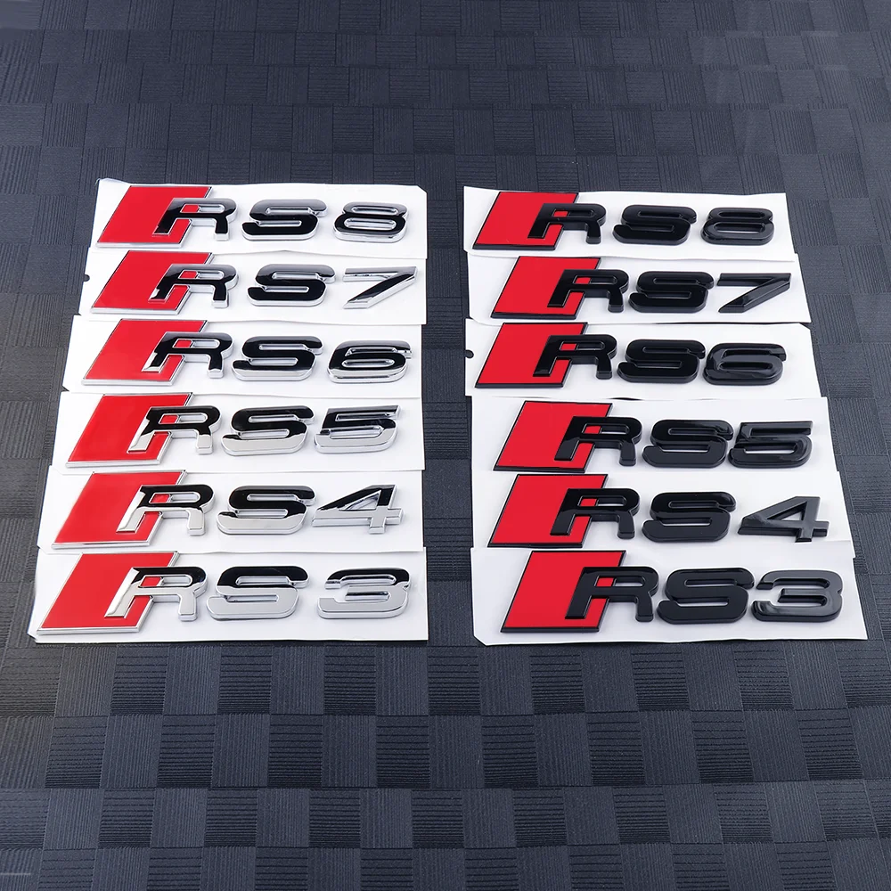 

For Audi S Sline TT RS Quattro A3 A4 B8 8P 8V B6 A5 A6 C7 ABS Car Trunk RS3 RS4 RS5 RS6 RS7 RS8 Emblem Sticker Auto Accessories