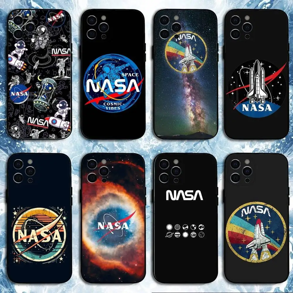 Cool Logo N-Nasa-S Space Phone Case For iPhone 16,15,14,13,12,11 Plus,Pro Max, Soft Silicone Black Cover