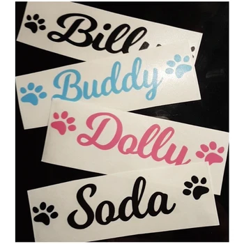 Gepersonaliseerde Naam Huisdier Decoratieve Vinyl Decal Sticker Voor Hond & Puppy Verwijderbare Grote Naam Label Met Pootafdrukken Voor Hond bowls