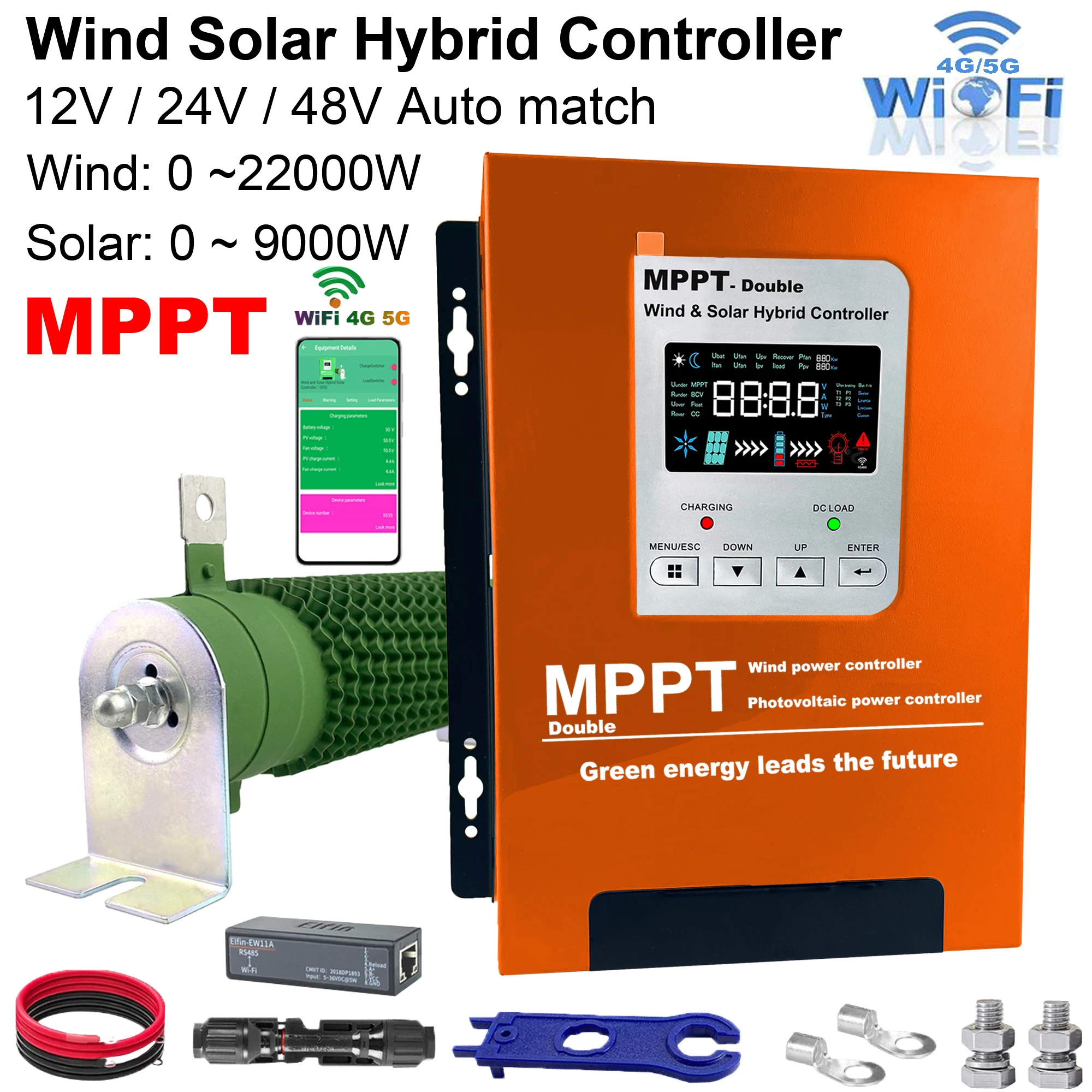 10KW Solar Wind Hybrid Controller Double MPPT Charge 6kW 12v 24v & 24v 48v Auto Regulator Home Use Windmil Turbine Generator