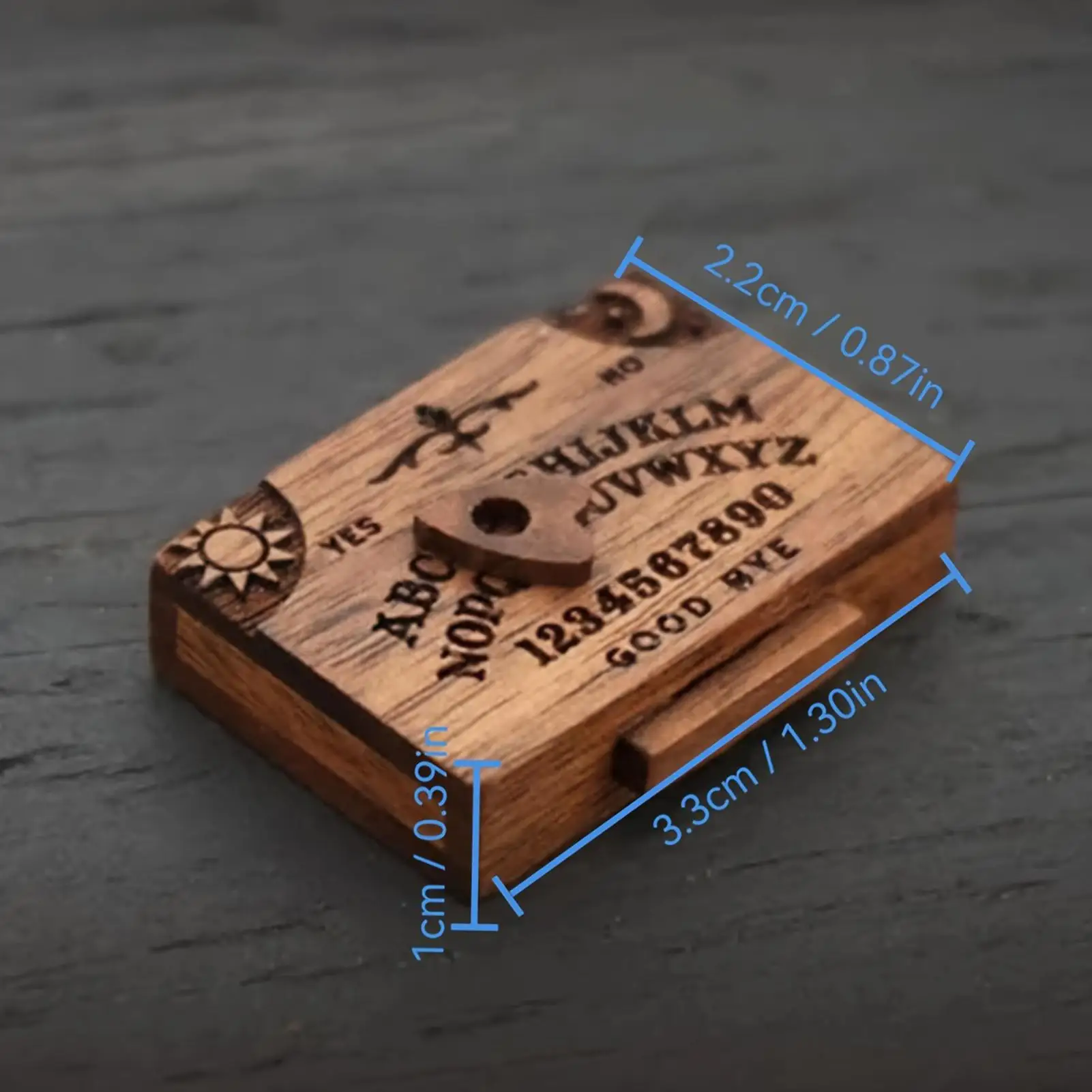 Small Spirit Talking Decoration Game Wooden Small Ouija Talking Decorations Miniatures with Planchettes Retro Centerpiece for