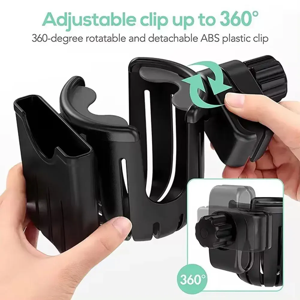 2 In 1 Motorcycle Stroller Cup Holder Bike Wheelchair Phone With Walker Rack Black Easy 360 Install Degree Rotation Adjusta I8P3 image 5