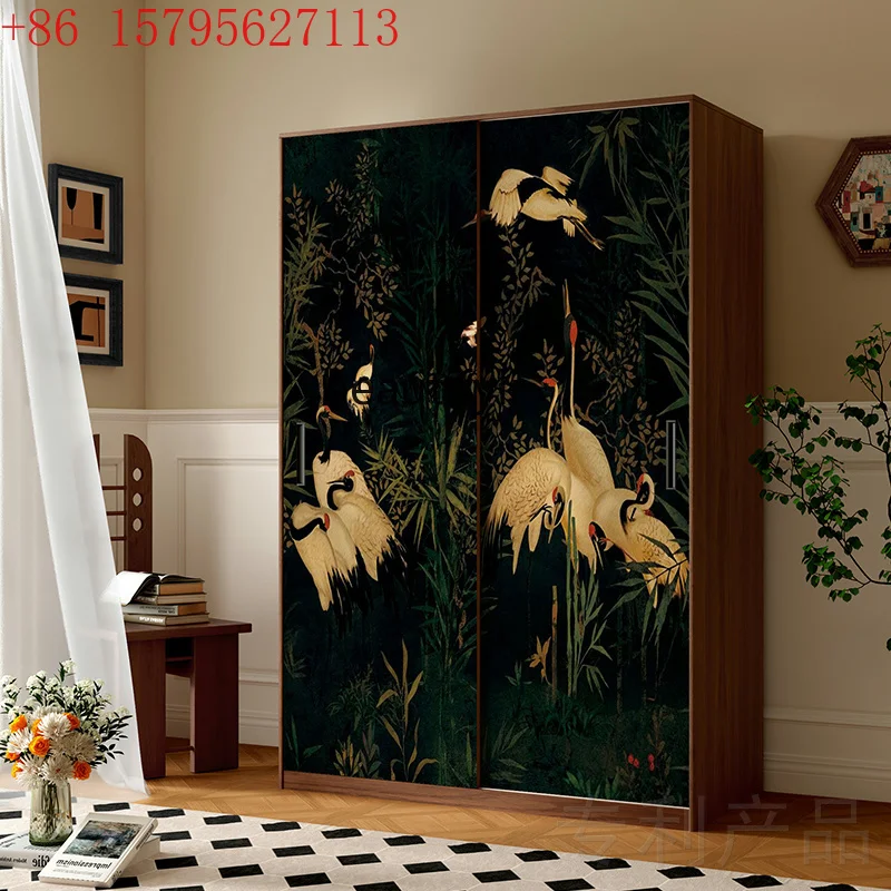 

French medieval wardrobe light luxury solid wood bedside sliding door storage locker