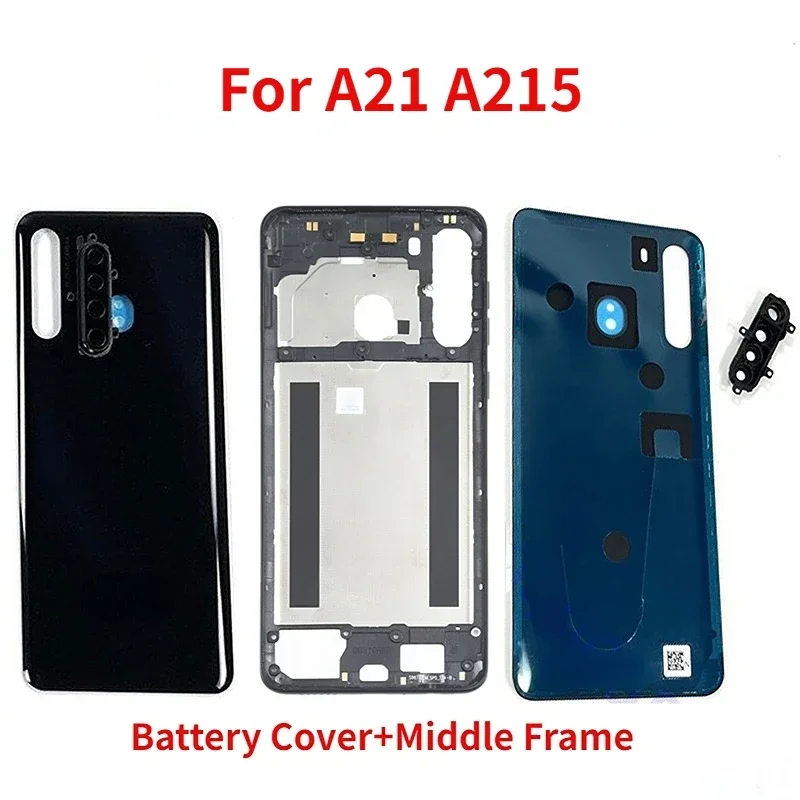 For Samsung Galaxy A21 A215 SM-A215 rear housing case battery back cover middle frame repair parts