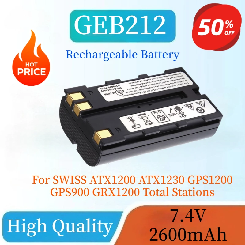 

New 7.4V 2600mAh GEB212 Lithium Battery for SWISS ATX1200 ATX1230 GPS1200 GPS900 GRX1200 Total Stations Rechargeable Battery