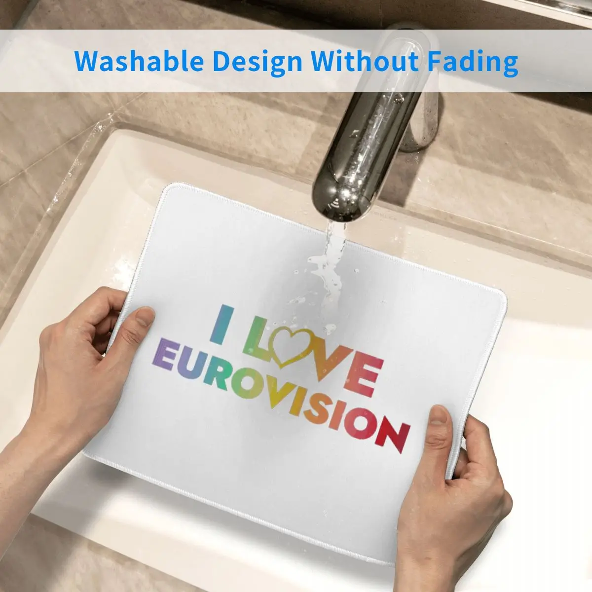 

I Love Eurovision - Rainbow Mouse Pad Computer Keyboard Mouse Mat Gaming PC Laptop Desk Mat Office Accessories Table Mats