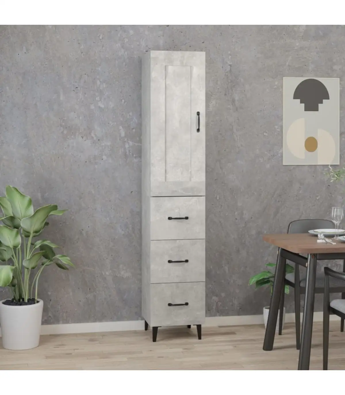 35x34x180 cm concrete gray plywood sideboard