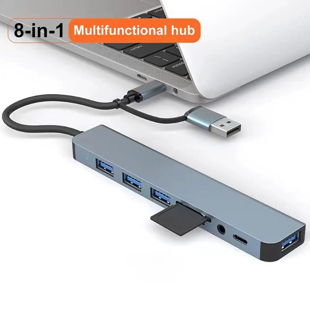 Hub Adapter Portable Usb-c Hub Expansion Dock with 8 Ports for Universal Dual-head Laptop Docking Station Compact for Easy