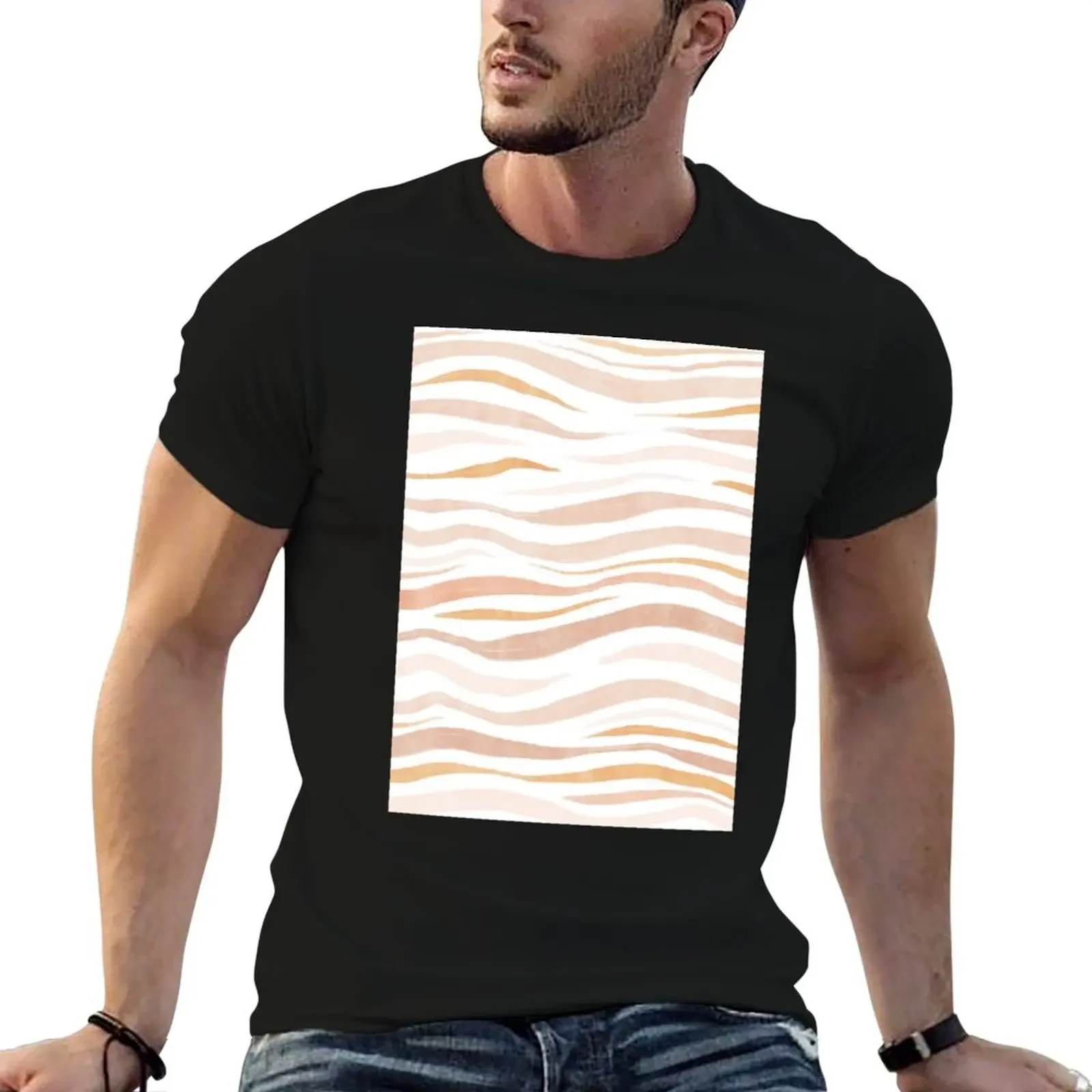 Abstract neutral desert lines Pullover Sweatshirt anime clothes oversized tees plain t shirts men