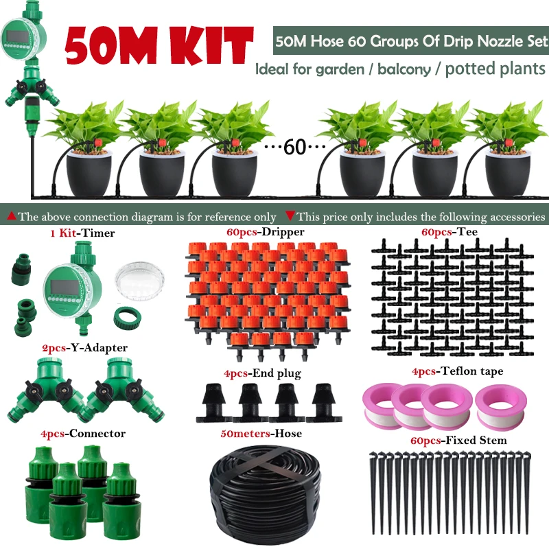 

5M-60M Drip Irrigation System Plant Watering Set Watering Kits Adjustable Drippers For Irrigation Micro Garden Watering System