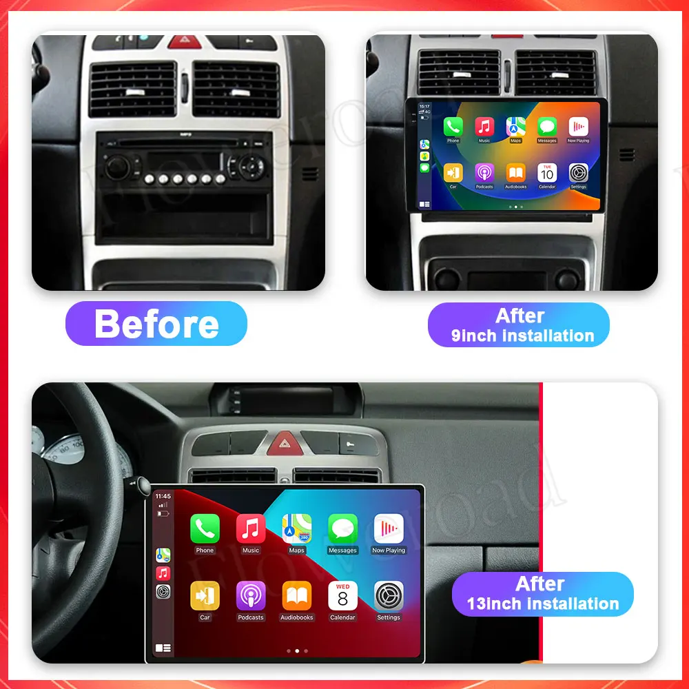 Android Auto For Peugeot 307 1 2001 - 2008 Car Radio GPS Navigation  Multimedia Player 2DIN BT Carplay Screen Autoradio Camera