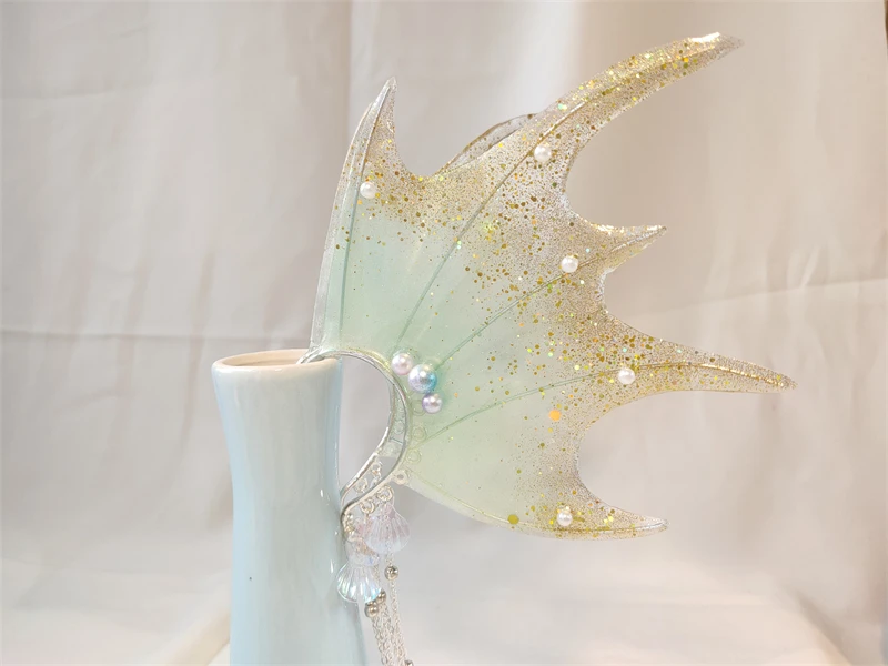 ใหม่นางเงือกหู COS Gradient Shark Ears Headdress Fairy Wizard อุปกรณ์เสริมผม Shark Ears Mermaid Props Photo คอสเพลย์