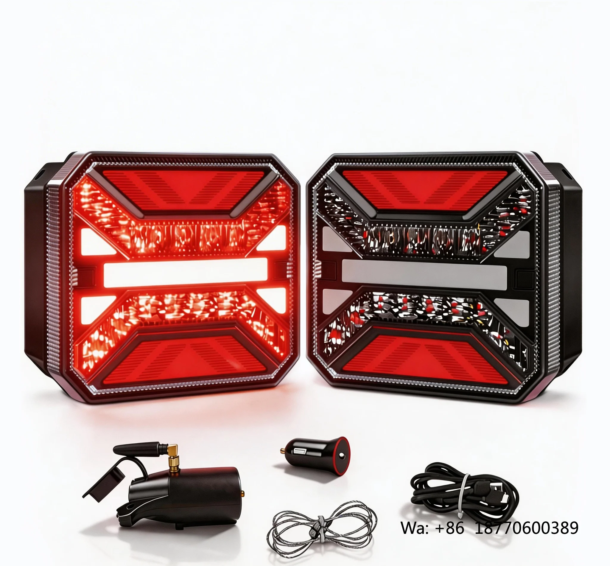 LED Wireless Trailer Tail Lights with High-Brightness Magnetic Switch Control Rechargeable IP67 Waterproof