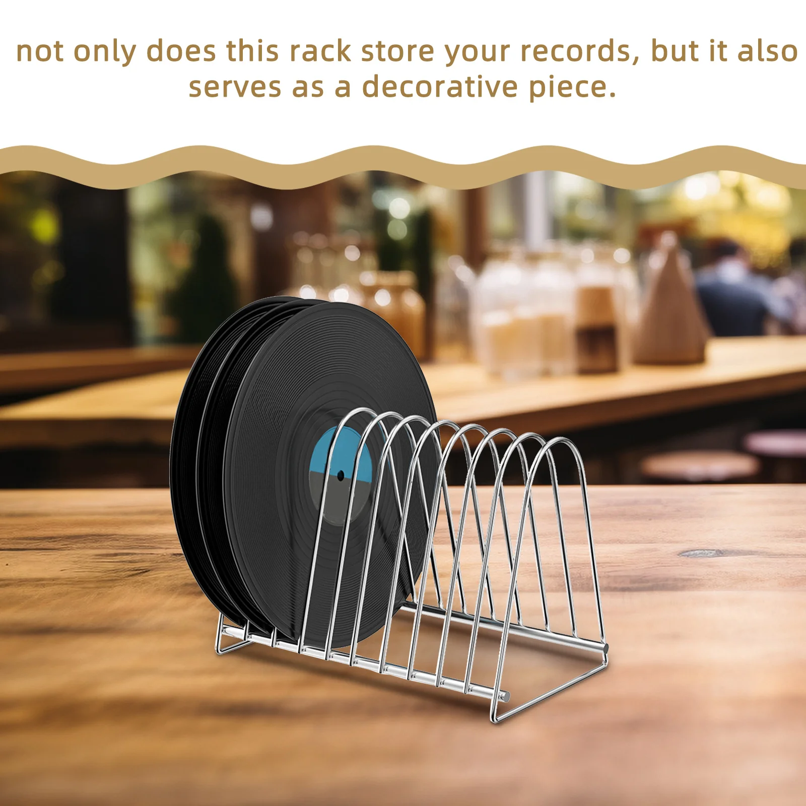 مسجل فينيل رف شاشة 10 فتحات تخزين حامل الفولاذ المقاوم للصدأ حامل مكتبي لسجلات الفينيل CD ألبومات القرص ملف مجلة كتاب