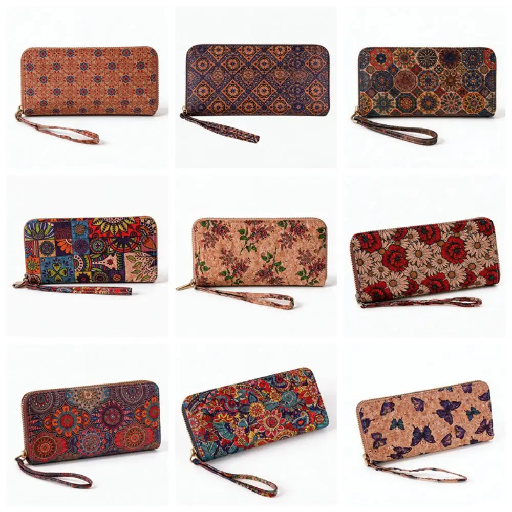 Multifunctional Flower Printing Wallets Women Long Style Multiple Card Slots Coin Purse PU Zipper HandBags Portable Use