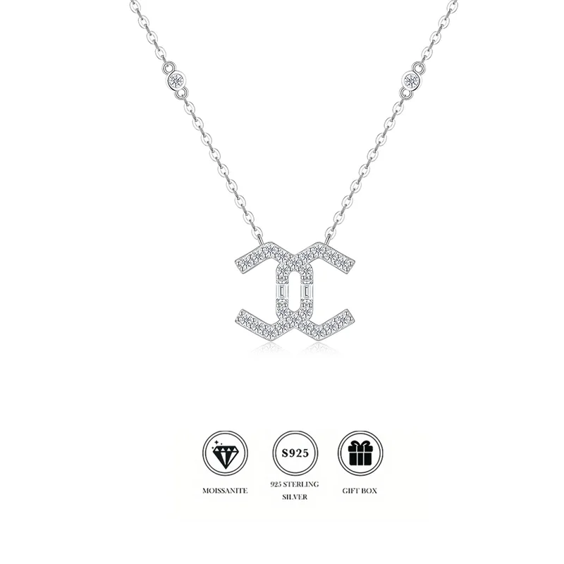 

Classic S925 Silver Double C Pendant Necklace – Timeless Fashion Jewelry for Wedding & Anniversary