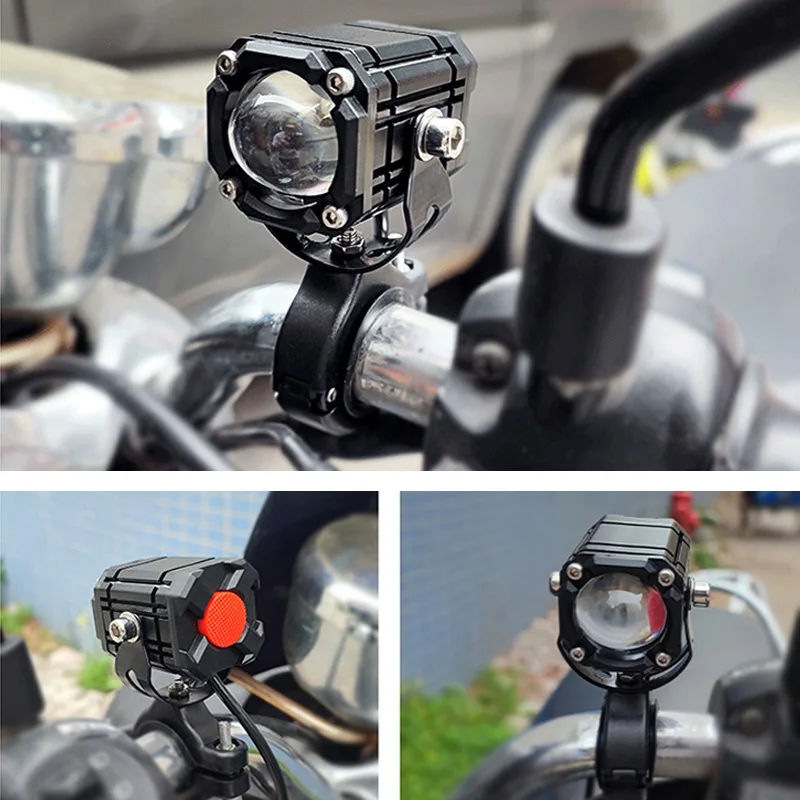 Equipped with Built-in Switch Explosion-proof Flash Motorcycle Headlights External Small Steel Cannon Strong LED Headlights