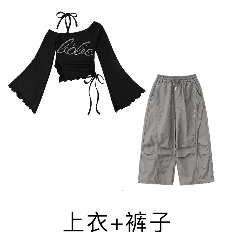 2025 Kinderen Jazz Moderne Dansvoorstelling Kostuums Voor Meisjes Crop Top Cargo Broek Streetwear Hip Hop Dans Kleding DQS 20727