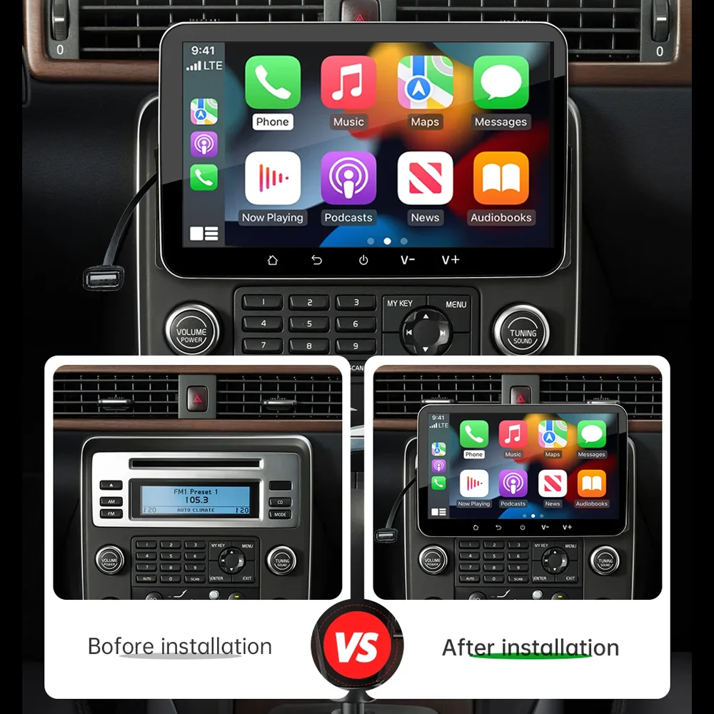 Car Stereo Wired Apple CarPlay Android Auto Single Din 7 Inch Touchscreen Bluetooth-Compatible, Benz Style MP5, FM Radio, No DVD