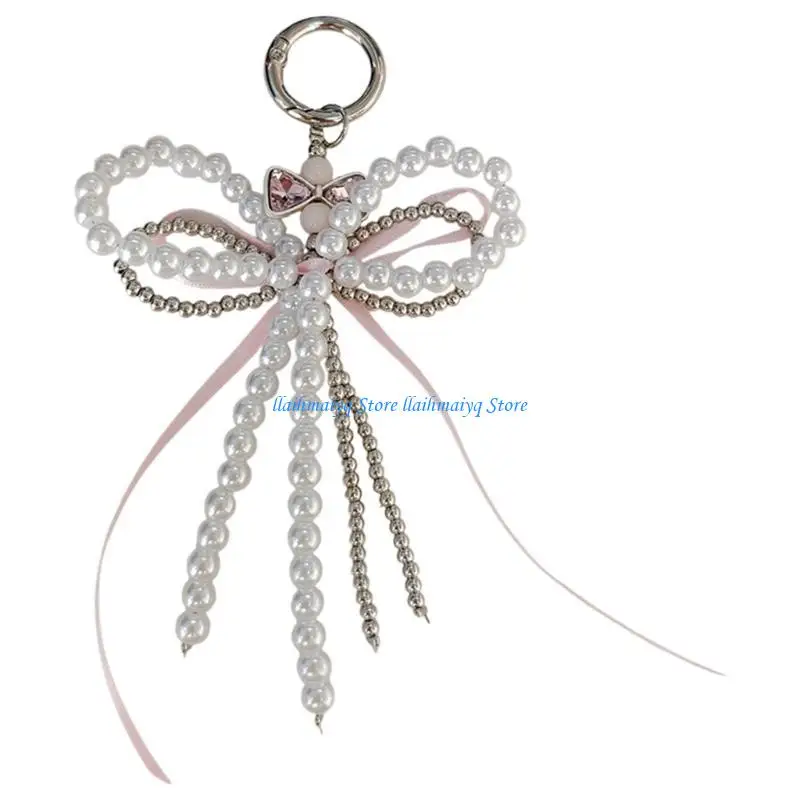 573B Stylish Pearls Butterfly Bowknot Pendant Versatile Bag Decoration Accessory in Multiple Color for Stylish Women