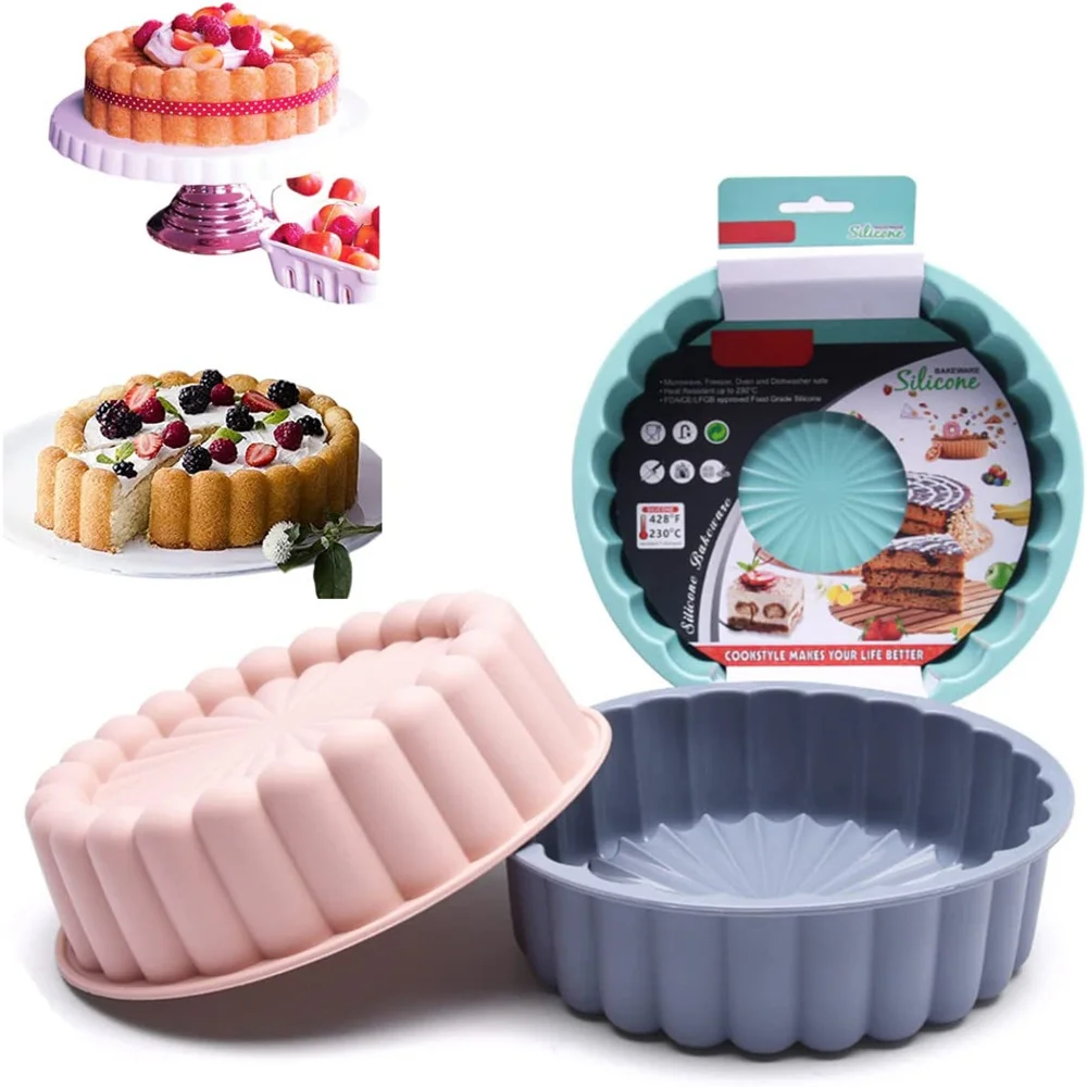 Silicone Round Cake Mold 8 Inch Silicone Cake Pan For Baking Charlotte Cake Pan Baking Strawberry Shortcake Cake Mold DIY