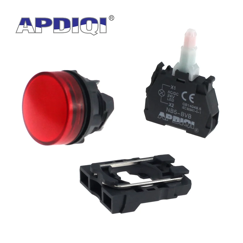 APDIQI 1Pcs NB5 BVM BVB 22mm 12V 24V 220V 380V Panel Mount High Brightness LED Power Indicator Pilot Signal Light Lamp Red Green