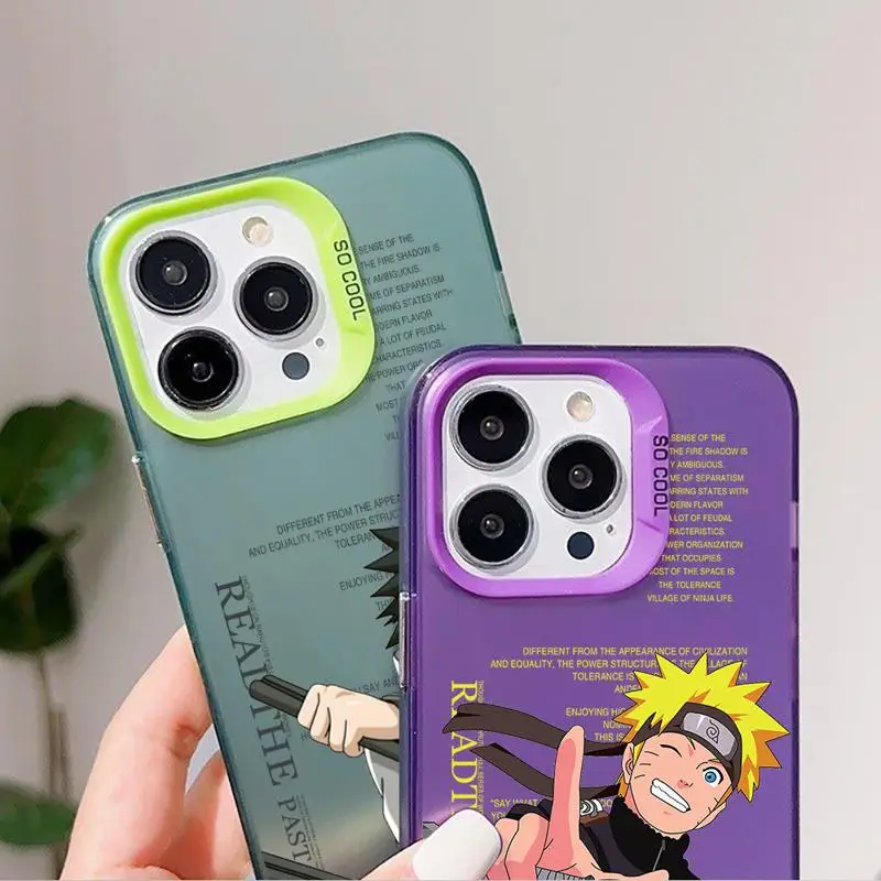 Anime Narutos Phone Case For Apple iPhone 11 14 15 13 Pro Max 12 Silicone 15 Plus 11Pro Matte Lens Protect Plating Coque