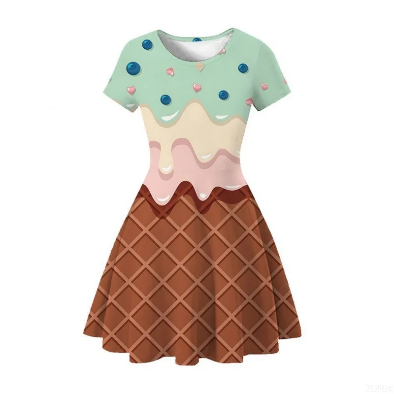 فستان صيفي بطباعة رقمية ثلاثية الأبعاد للأفلام والتلفزيون على طراز أكاديمية رائع وجيد التهوية للاستخدام اليومي #1