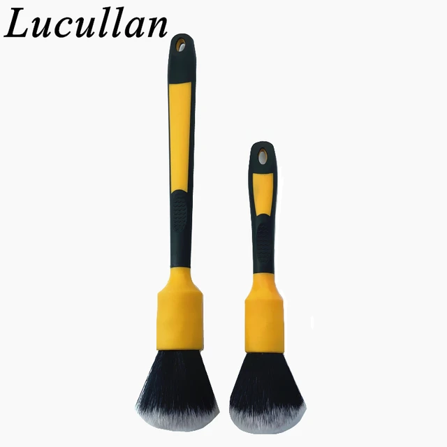 Lucullan Miękkie jak jedwab włosy syntetyczne Narzędzia do czyszczenia wnętrza 28CM Żółta gumowa rączka Szczotki do detali samochodów