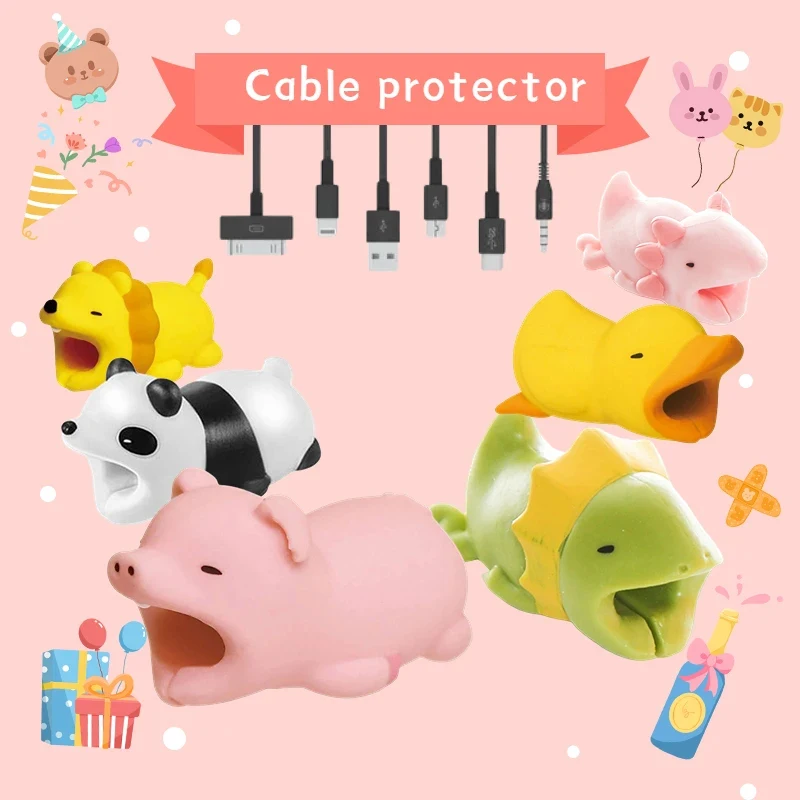 1 szt. Pokrowiec na kabel do transmisji danych Cartoon Animal Creative Universal Fixer kabel do transmisji danych trwały, zapobiegający łamaniu i