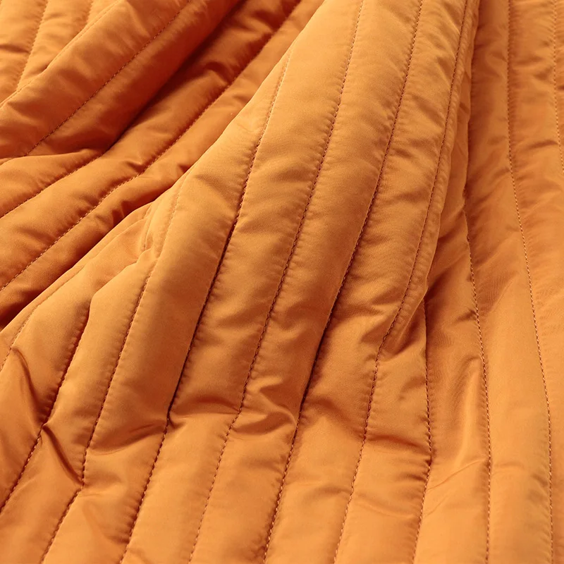 

100x142cm Straight Line Cotton Quilted Fabric Embossed Solid Color Striped Pongee Materials For Warm Padded Coat Jacket Bag