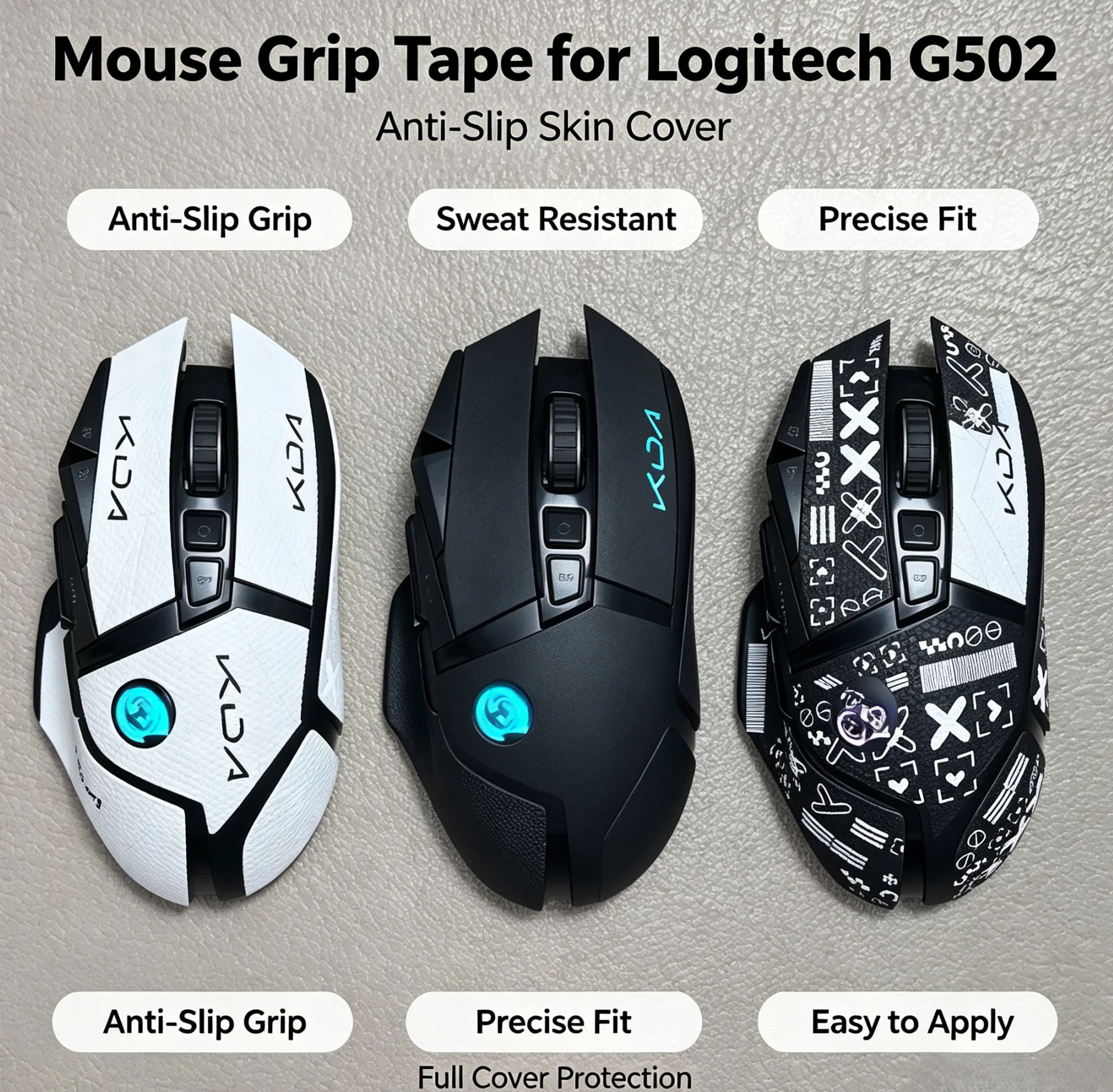 For Logitech G502 Universal Wired Wireless Mouse Anti-Slip Stickers G502HERO Sweat-Absorbent Anti-Slip Mouse Stickers