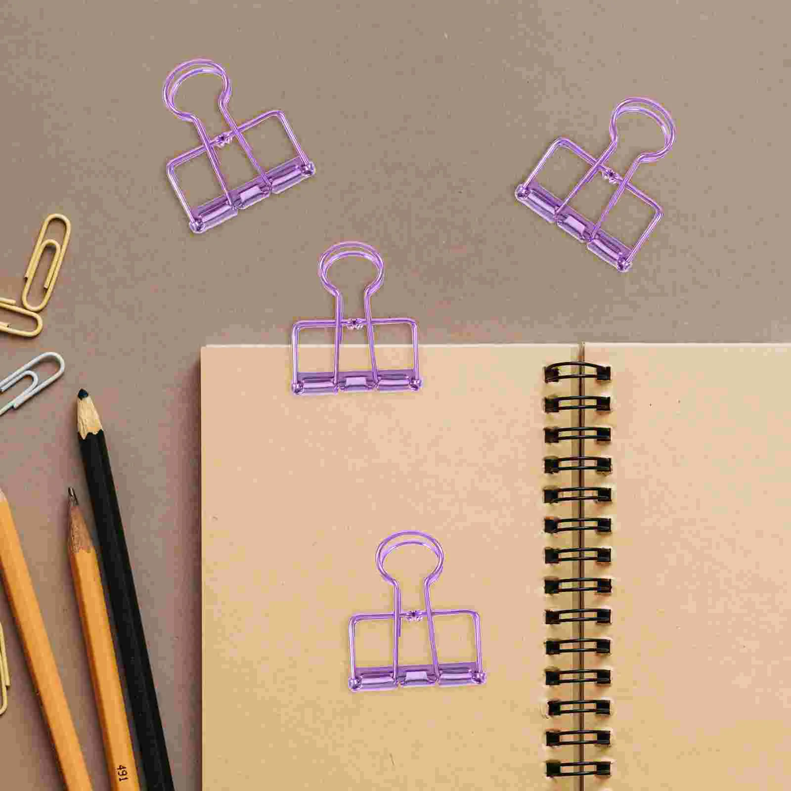 10 Pcs Paper Clamps Elliot Folder Clips Office Supplies Medium Binder Bulk Purple Metal for Teacher Work