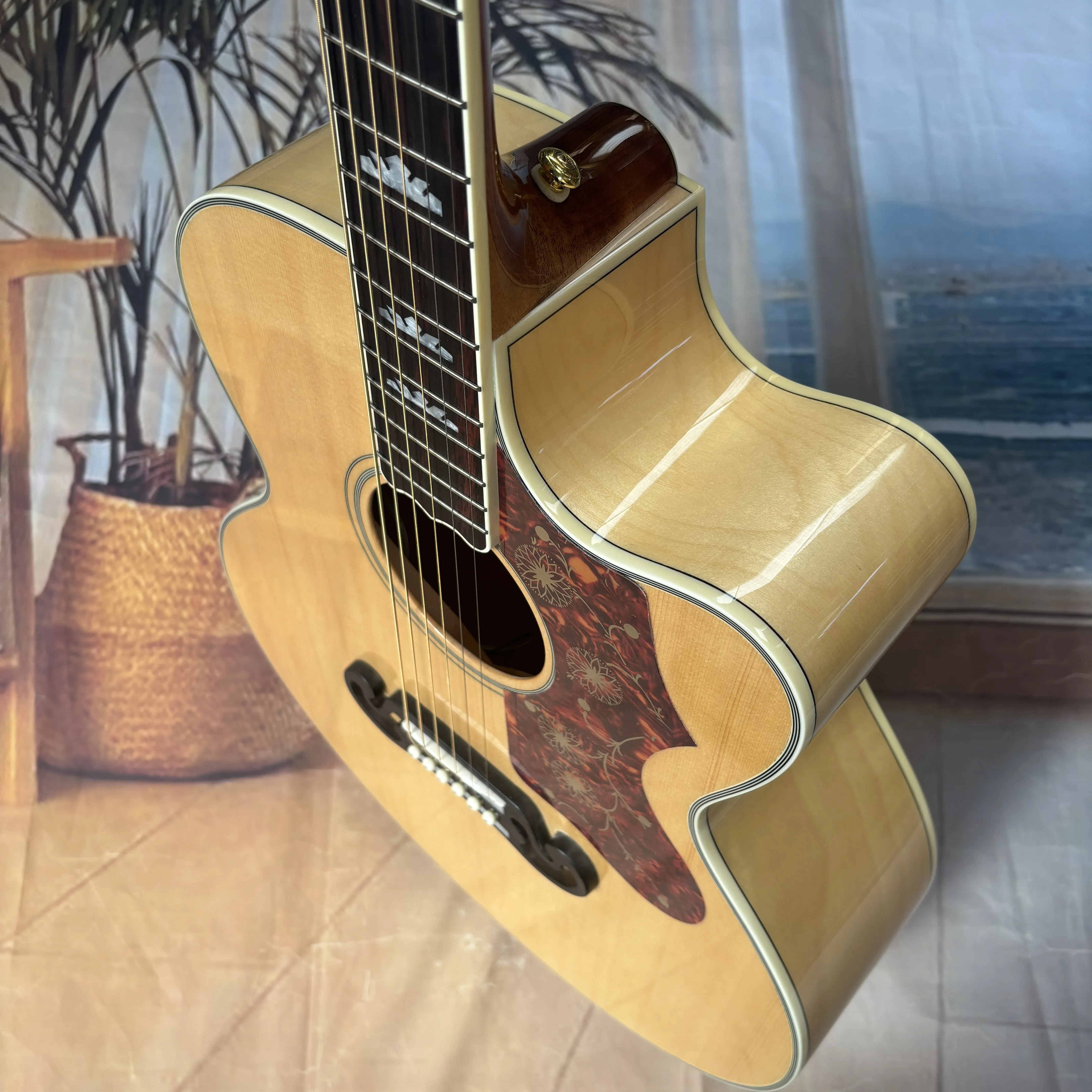 

Электроакустическая гитара Custom Cutaway 6-струнная, цельный верх из натурального дерева, цвет Clear Natural, быстрая доставка