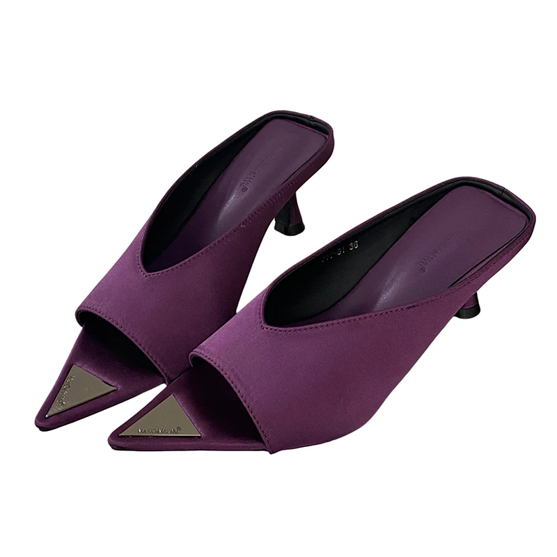 

Purple Heels Slippers Yellow Womens Shoes Summer Pointed Toe Sandals 2026 Woman High Heels Black Slippers 2026 New Arrival