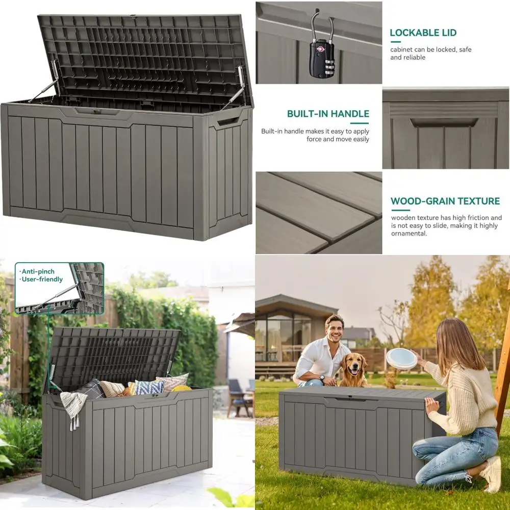 Waterproof Outdoor Storage Container 80 Gallons - Lockable Resin Box for Furniture, Cushions, Pool Supplies