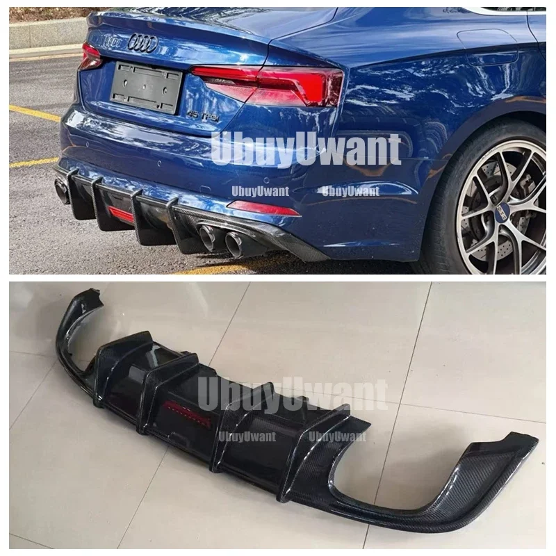 For Audi A5 S line S5 SPORT 2017 2018 2019 Carbon fiber rear bumper rear lip diffuser Exhaust plate separator view 4