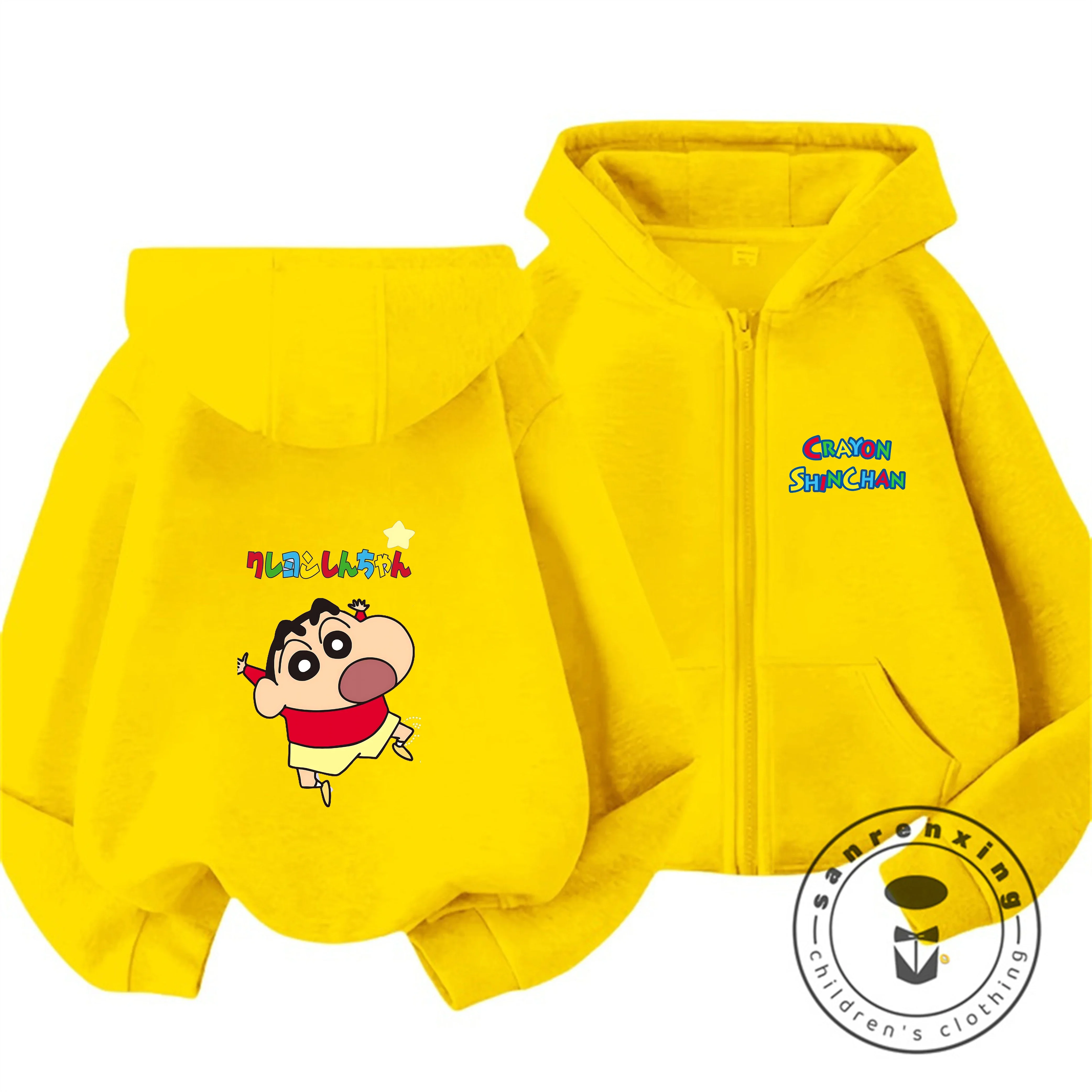 

Autumn Winter Zipper Hooded Sweatshirt Cute Cartoon New Arrival Children Clothing Crayon Shin Chan Boys Girls 3 14 Years