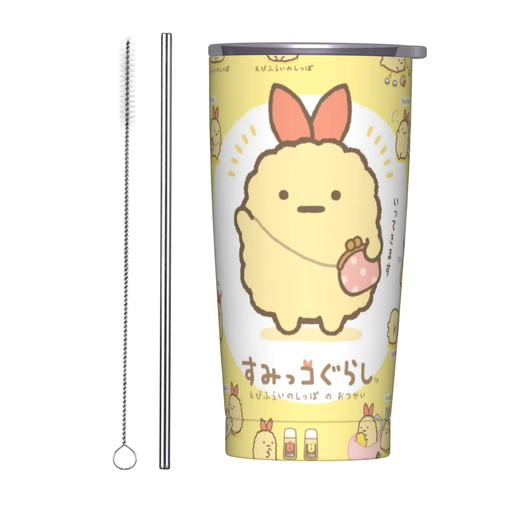 

Sumikko Gurashi Kawaii White Bear Tumbler 20oz Stainless Steel Double Wall Vacuum Insulated Tumblers Mug With Straw