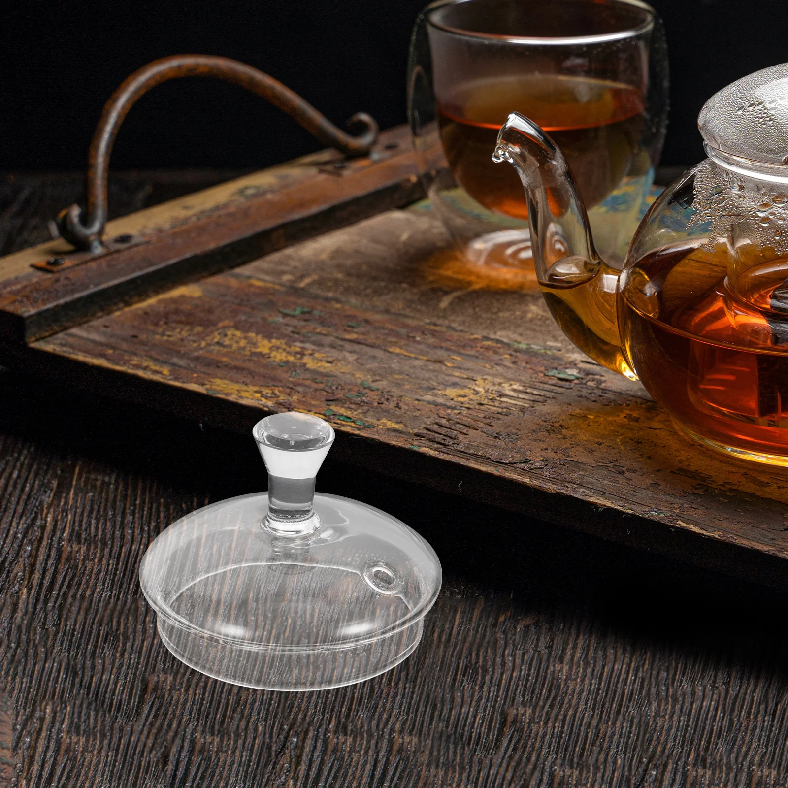 

Elegant Glass Tea Pot Cover Replacement Lid for Tea Kettle Fine Workmanship Heat Resistant Sealing Design Home Teaware Supply
