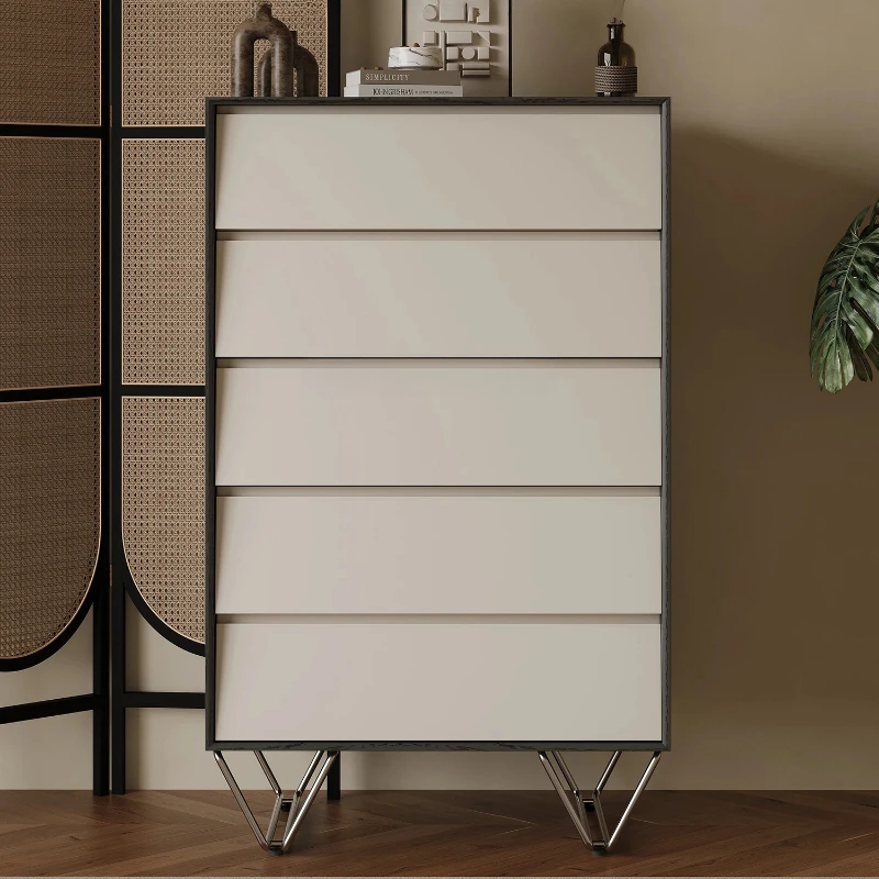 

Simple Chest of Drawers Living Room Locker French Cream Style Clothes Closet Bedroom Tailstock Art Storage Cabinet