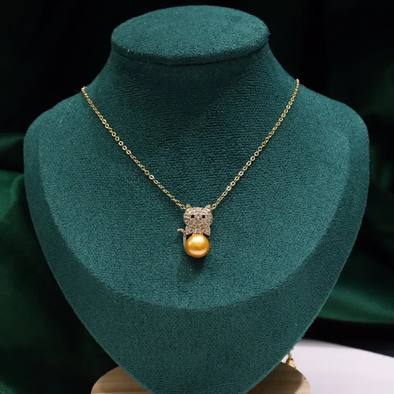 

Cat Freshwater Pearl Pendant for Women 8-9mm Fashion Simple Versatile Collarbone Chain Necklace Holiday Gift for Girlfriend 085