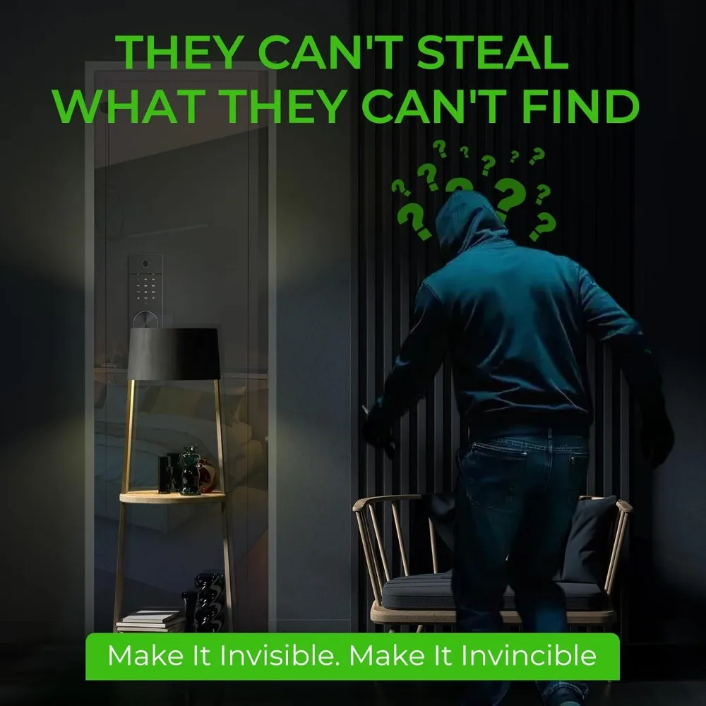 53 مسدس داخل الجدار آمن بين الأزرار، نظام إنذار مزدوج آمن للبندقية المخفية مع قفل إلكتروني بشاشة تعمل باللمس، فولاذ 19 مقياسًا #2